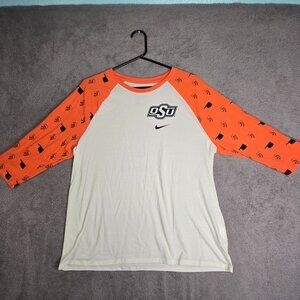 Nike OSU T-Shirt Women's XXL Raglan Sleeve Knit Baseball Top Oklahoma Cowboys